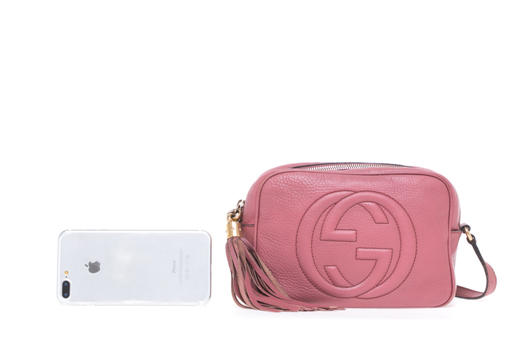 b级gucci古驰sohodisco桃粉色牛皮流苏相机包527954