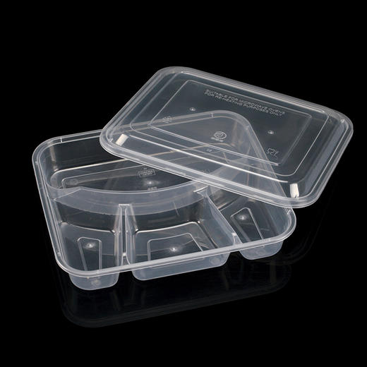 喇叭花五格塑料餐盒三格四格快餐盒外卖打包便当盒可微波150套 商品图4