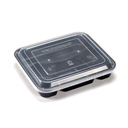 喇叭花五格塑料餐盒三格四格快餐盒外卖打包便当盒可微波150套 商品图3