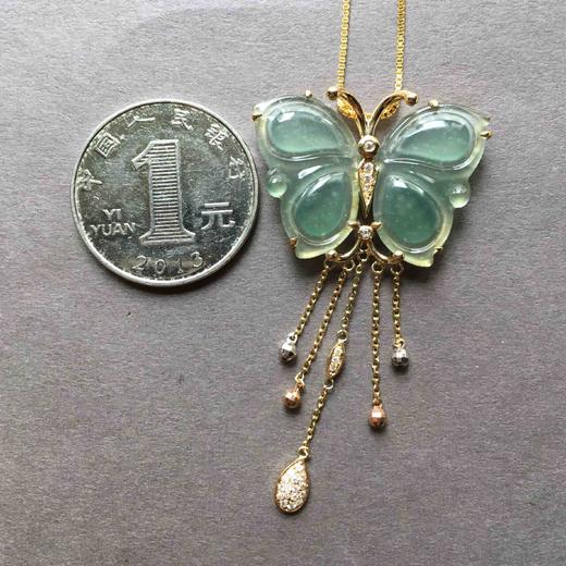 冰种晴水蓝水蝴蝶翡翠吊坠 商品图3