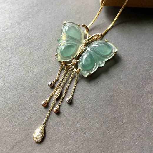 冰种晴水蓝水蝴蝶翡翠吊坠 商品图1