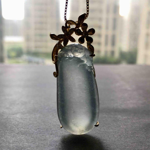 高冰种厚庄翡翠福瓜18k黄金钻石镶嵌 商品图8