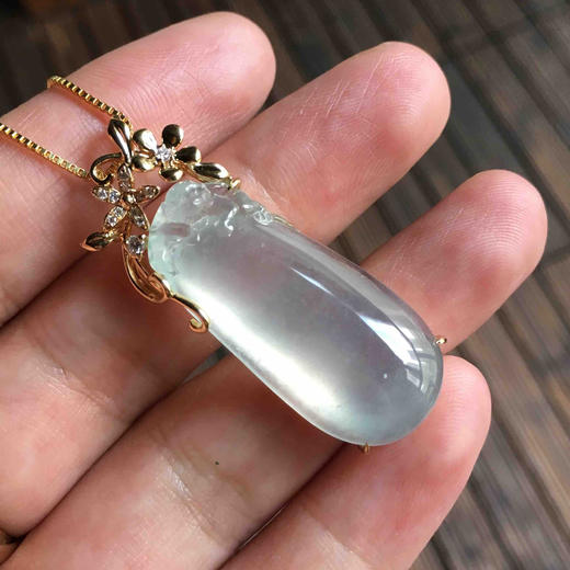 高冰种厚庄翡翠福瓜18k黄金钻石镶嵌 商品图7