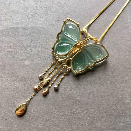 冰种晴水蓝水蝴蝶翡翠吊坠 商品图4