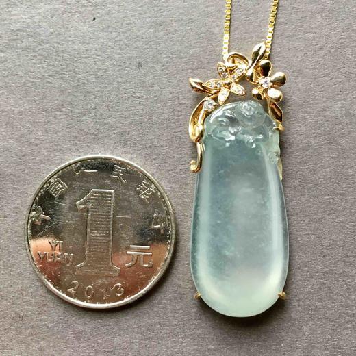 高冰种厚庄翡翠福瓜18k黄金钻石镶嵌 商品图3