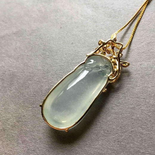 高冰种厚庄翡翠福瓜18k黄金钻石镶嵌 商品图4