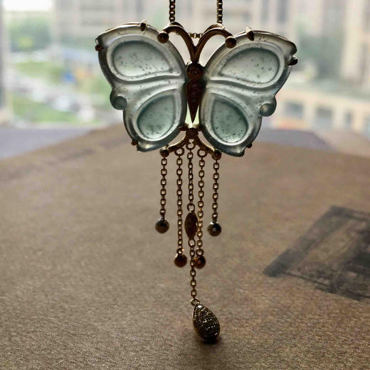 冰种晴水蓝水蝴蝶翡翠吊坠 商品图8