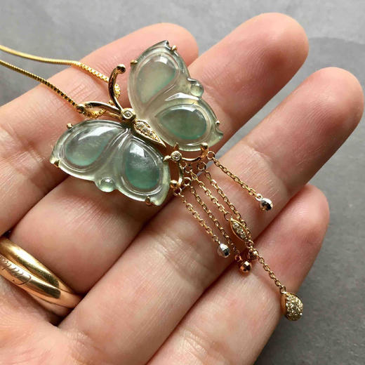 冰种晴水蓝水蝴蝶翡翠吊坠 商品图5