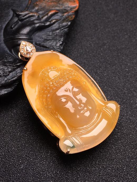 【w0261】翡翠冰黄翡佛祖头