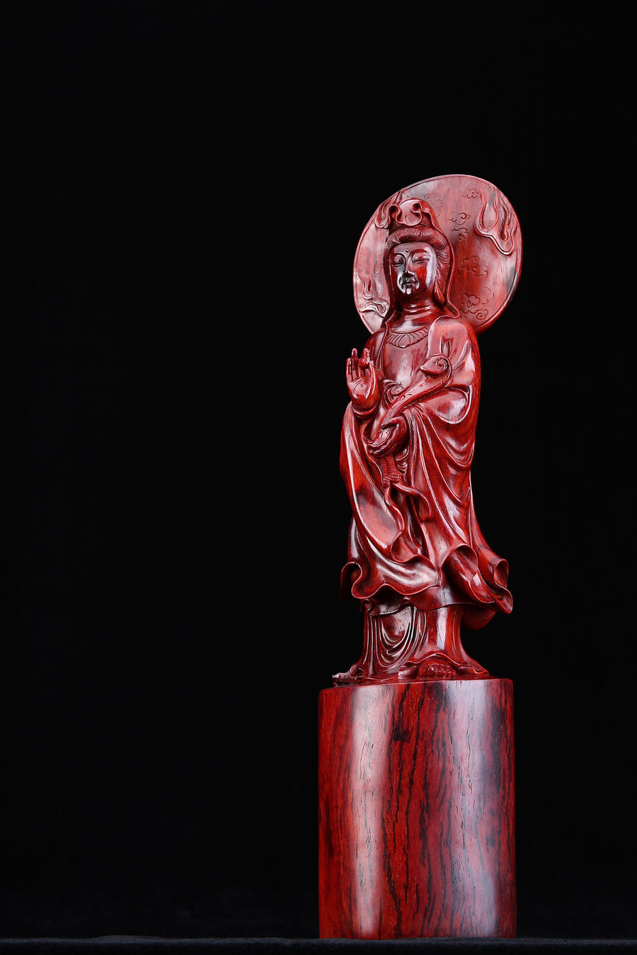 【一物一拍】小叶紫檀(檀香紫檀)手工雕刻工艺品系列之如意观音(运费