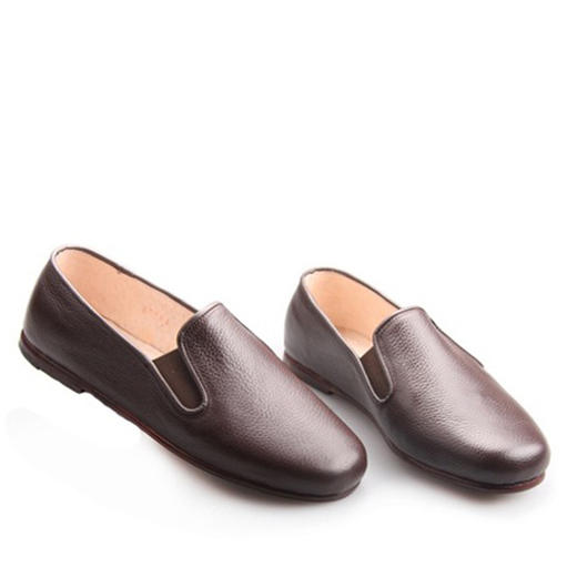 内联升男鞋皮鞋手工镶芯荔枝纹巾舌男皮便鞋7132a