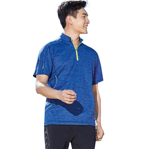 8157巴特侬 夏季新品速干运动t恤男短袖 立领拉链快干T恤网孔透气时尚运动服 商品图0