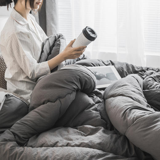 【水洗棉四季被】日式无印水洗棉四季被纯色冬被良品棉被双人单人被褥纯棉春秋被子 商品图13