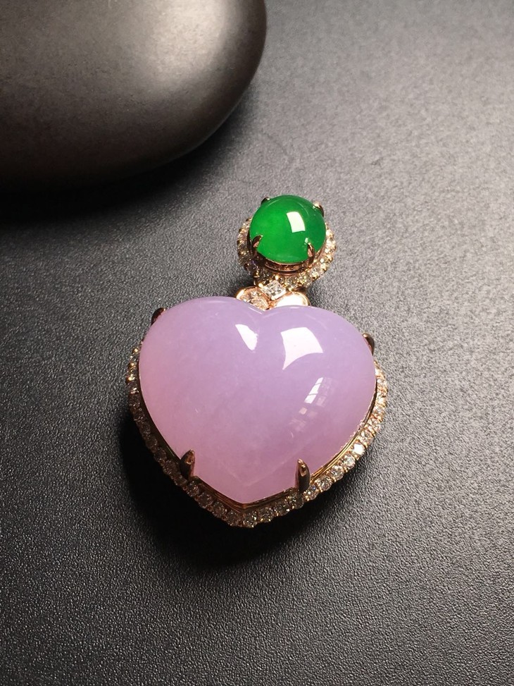 【11869】翡翠冰种粉紫心形吊坠