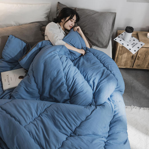 【水洗棉四季被】日式无印水洗棉四季被纯色冬被良品棉被双人单人被褥纯棉春秋被子 商品图11