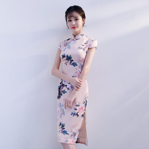 (7.29下架)沁馨芳华高档丝绸修身旗袍裙FMS20102 商品图0