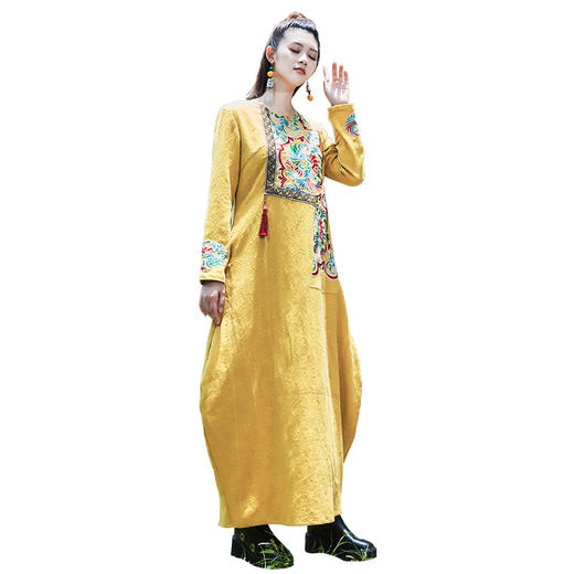 南花曲系列 |  九黎刺绣民族风长袍裙 商品图5