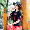 （9.12下架）2018夏新款中国风文艺复古高级刺绣绑带精致T恤FMN3133 商品缩略图1