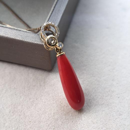 d48497沙丁珊瑚水滴吊坠