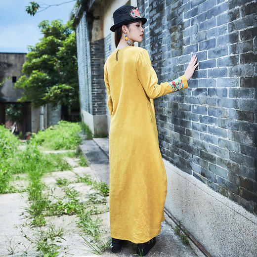 南花曲系列 |  九黎刺绣民族风长袍裙 商品图3