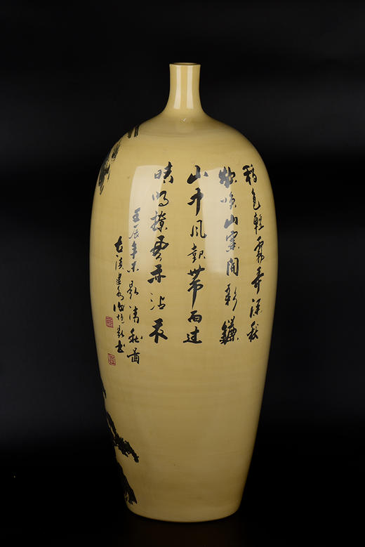 谢恒2012年创作覆色填泥清秋梯田小口梅瓶 商品图1