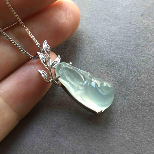 高冰近玻璃种翡翠蜗牛安居乐业18k白金钻石镶嵌 商品图6