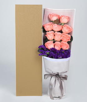 微风----精品玫瑰礼盒:戴安娜11枝，勿忘我适量