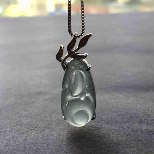 高冰近玻璃种翡翠蜗牛安居乐业18k白金钻石镶嵌 商品图8