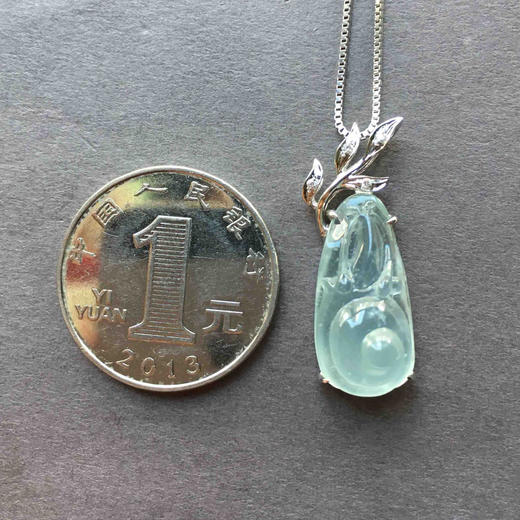 高冰近玻璃种翡翠蜗牛安居乐业18k白金钻石镶嵌 商品图3