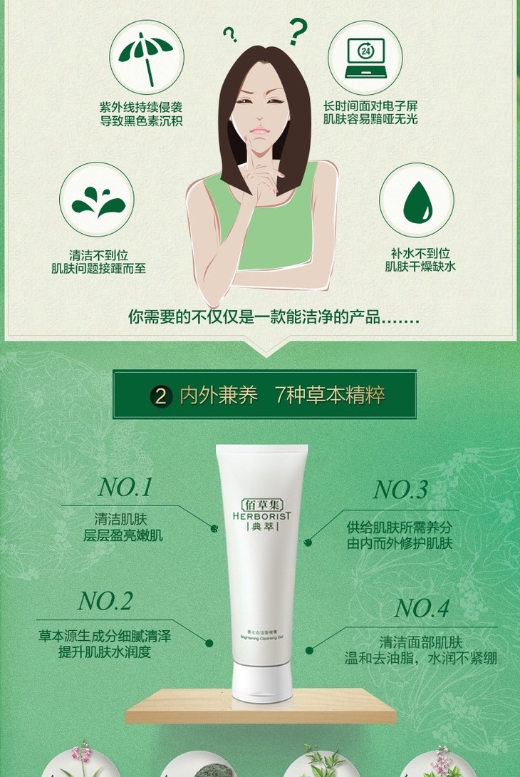佰草集典萃新七白洁面啫喱120ml洗面奶低泡沫温和女深层清洁补水