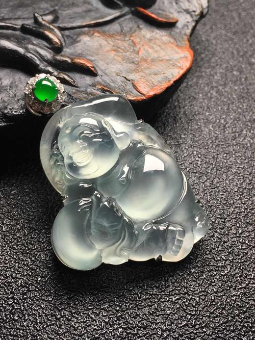 w0328翡翠冰种布袋佛公