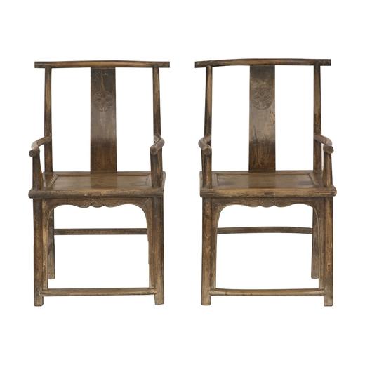清晚期榆木明清老家具扶手椅（对）椅子官帽椅Q1603002960 Antique Elm wood Pair of chair 商品图1