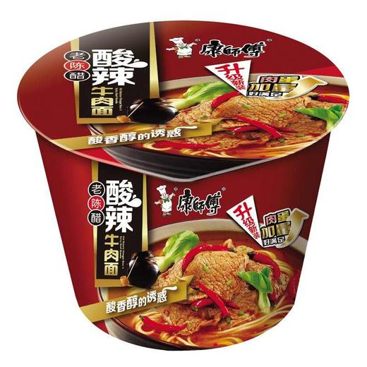 康师傅超爽桶老陈醋酸辣牛肉面163g/桶