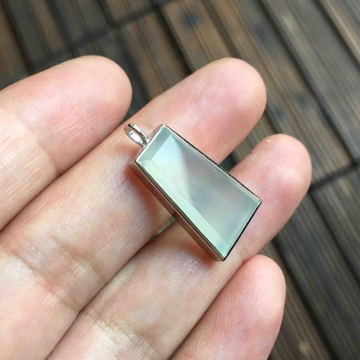 高冰种翡翠无事牌18k白金镶嵌 商品图8