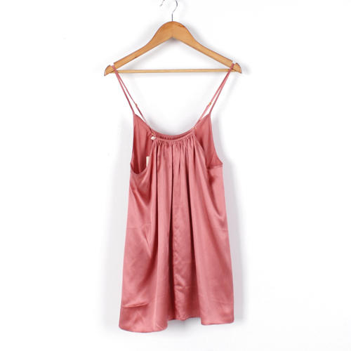 L码胭脂色性感吊带桑蚕丝绸真丝睡衣V领睡裙B1 商品图1