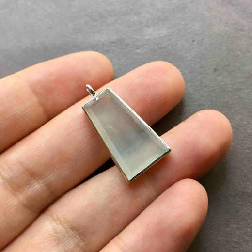 高冰种翡翠无事牌18k白金镶嵌 商品图5