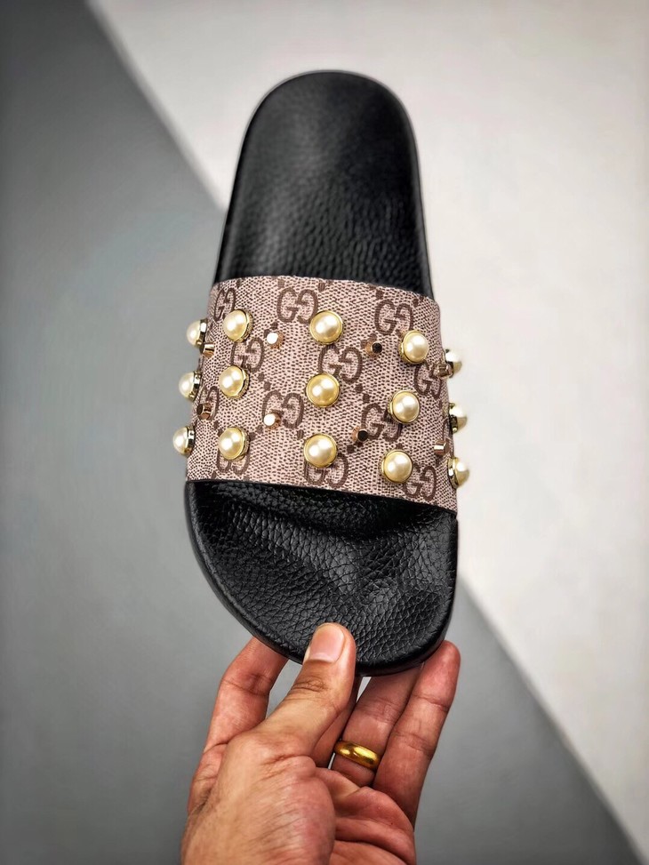 gucci18ss古驰珍珠印花拖鞋