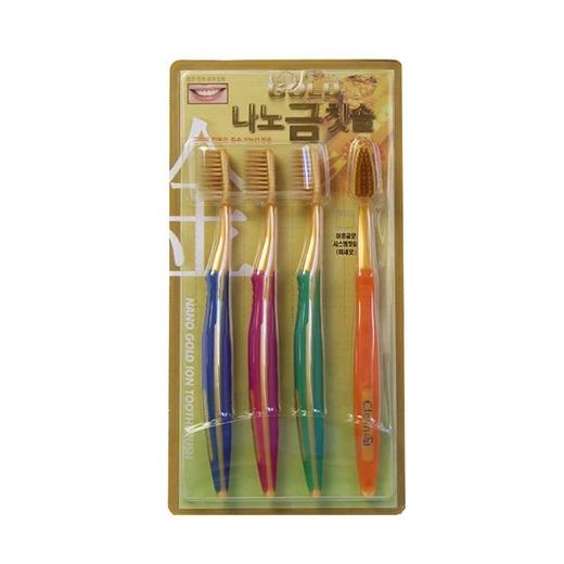 韩国NaNo软毛牙刷 GOLD黄金纳米细毛 抗菌护齿牙刷(一板4只) 商品图1