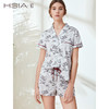 HSIA遐 夏季家居服两件套 休闲宽松衬衫领短袖短裤贡缎睡衣套装女 商品缩略图0