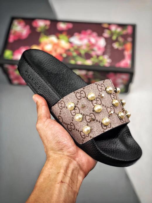 gucci18ss古驰珍珠印花拖鞋