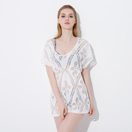 HSIA遐 比基尼罩衫 时尚沙滩度假防晒性感镂空遮肚显瘦泳衣裹裙 商品图3