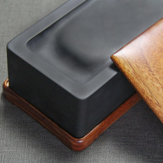 明式抄手砚丨 匠人手造歙砚济源黑光板天地盖木盒 收藏送礼文房四宝 商品图3