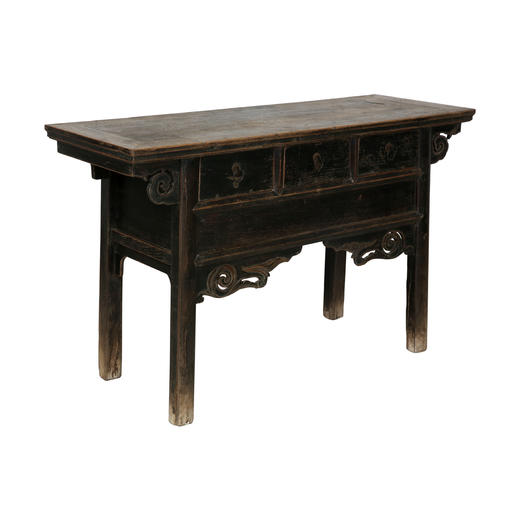 清晚期榆木古董家具供桌三屉桌玄关桌QQ17050082 Modified Pine wood Table 商品图2