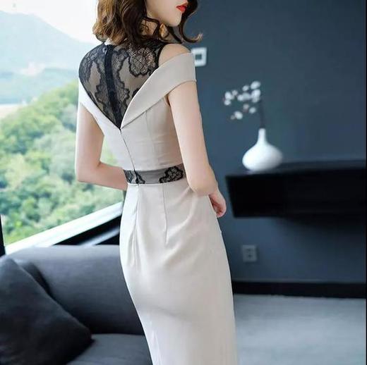 新款高档纯色修身包臀开叉连衣裙om8028