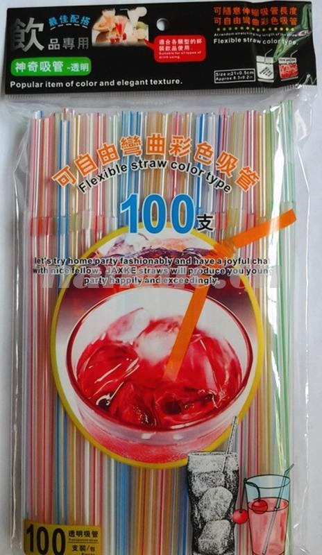 满意牌21cm五彩神奇吸管100支 商品图0