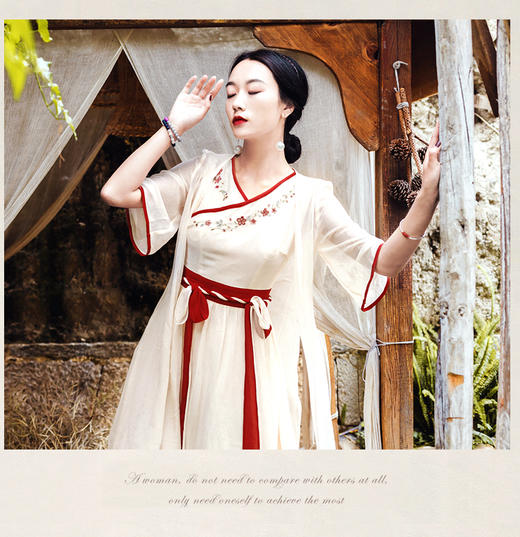 【服饰鞋包】复古民族风新款汉服两件套连衣裙+披风 商品图8