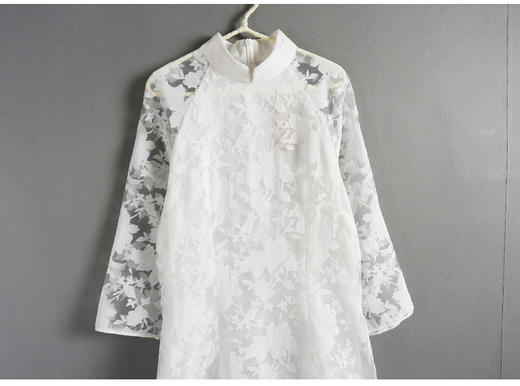 【服饰鞋包】妙生莲夏季女装立领七分袖中国风改良中式修身唐装奥黛旗袍连衣裙 商品图3