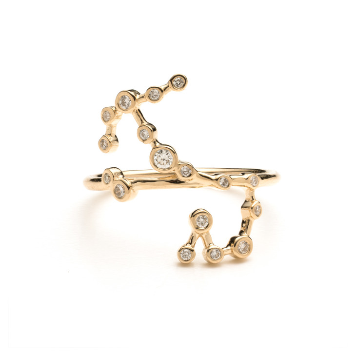 订购8周到|lulu frost-天蝎座-scorpio 14k黄金 钻石 戒指〔美国设计