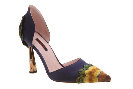 秦岚同款 sheme鹤鸣 迎风 新中式丝绸刺绣 孔雀羽毛 优雅高跟宴会女士中空凉鞋 商品图1