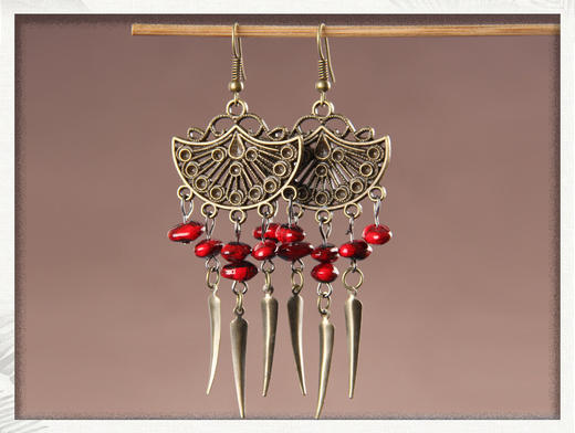 【服饰鞋包】欧美复古特色耳环民族风个性扇形小辣椒耳环 商品图2